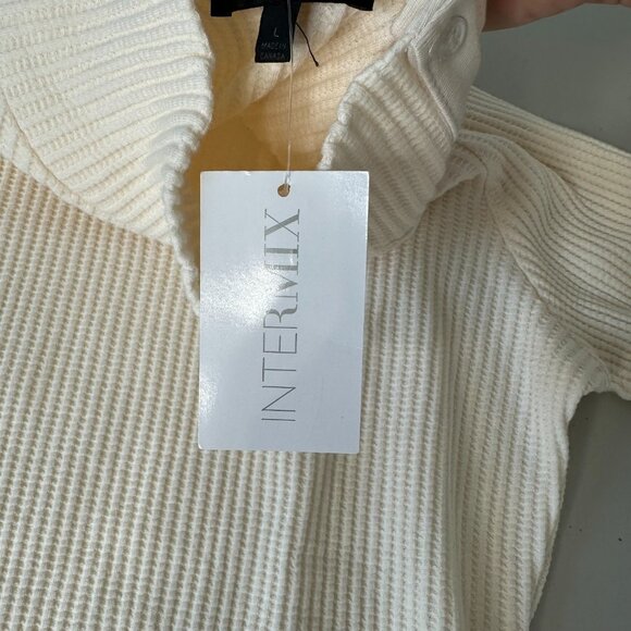 The Range Thermal Knit Button Turtleneck Top Size L Cream Preppy Chic - Picture 10 of 11